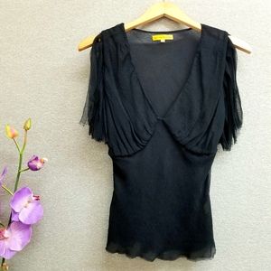 Catherine Malandrino black silk semi sheer top